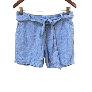 Talbots Blue Jean Denim Style Linen / Cotton Chambray Relaxed Fit Shorts Size 4